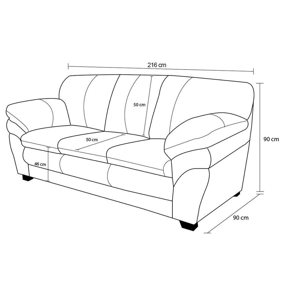 Sofá De Couro 3 Lugares Paris 216Cm M06 Grizzy 499 - 4
