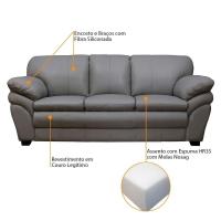 Sofá De Couro 3 Lugares Paris 216Cm M06 Grizzy 499 - 3