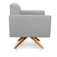 Poltrona Giratória Elisa Linho Cinza Claro A05 Base Madeira Ma30 - 2