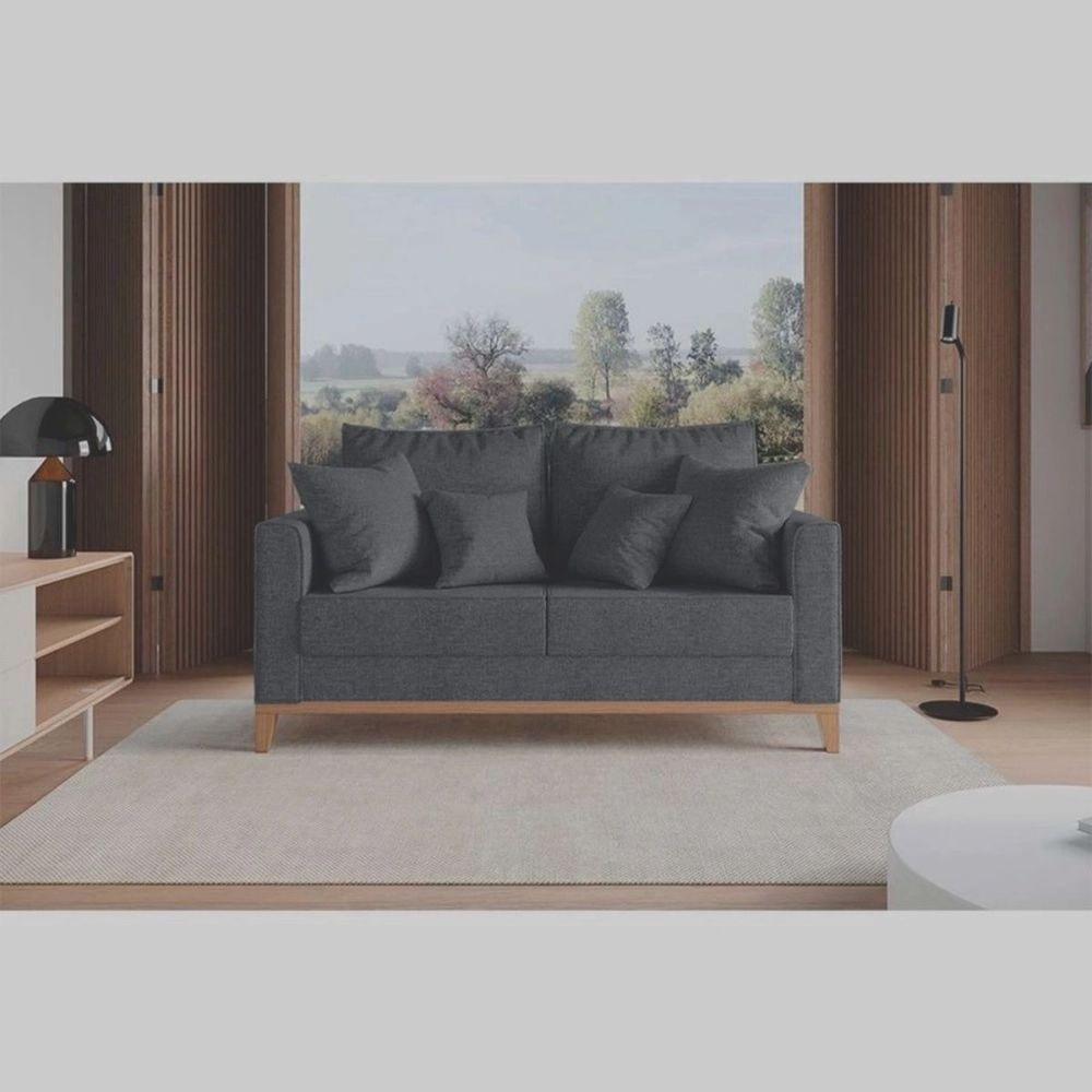 Sofá 2 Lugares Benny Base Pés Madeira Em Linho Cotton - 3