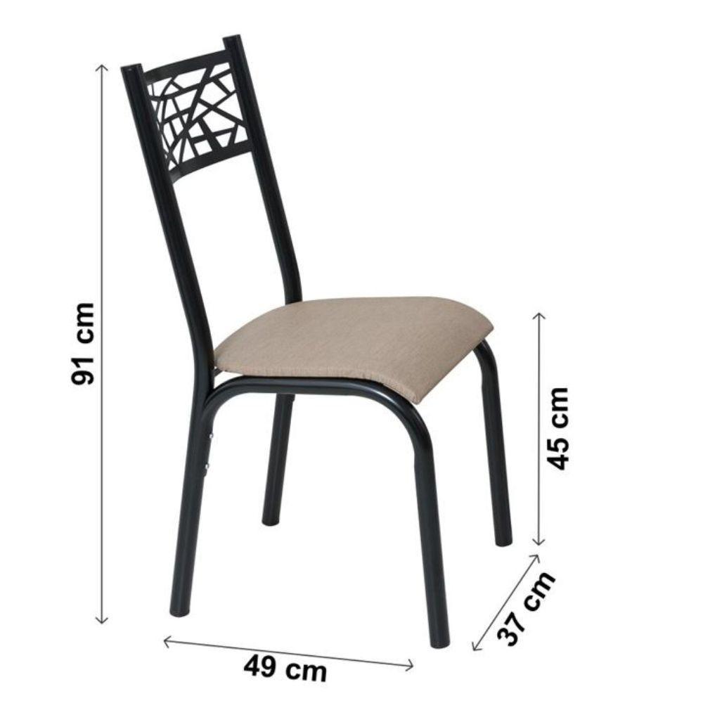 Conjunto Mesa Ciplafe Slim 90cm 4 Cadeiras Preto Com Bege - 4