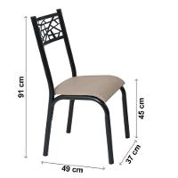 Conjunto Mesa Ciplafe Slim 90cm 4 Cadeiras Preto Com Bege