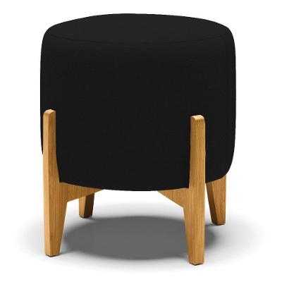 Puff Stella Linho Base Madeira Castanho Cor A79 Preto