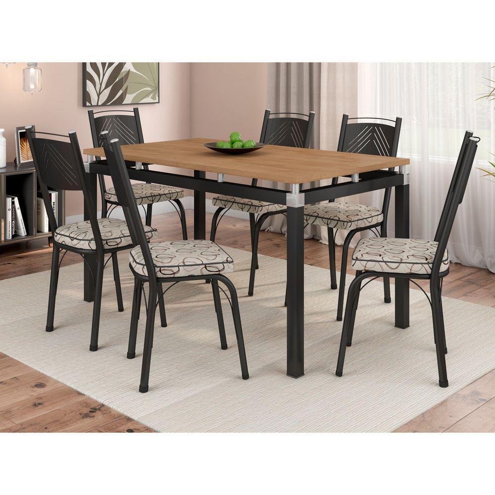 Conjunto De Mesa Malva Com 6 Cadeiras 151 Tampo Bp 136cm Cor Sf Preto Assento Cedro Artefamol - 2