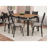 Conjunto De Mesa Malva Com 6 Cadeiras 151 Tampo Bp 136cm Cor Sf Preto Assento Cedro Artefamol - 2