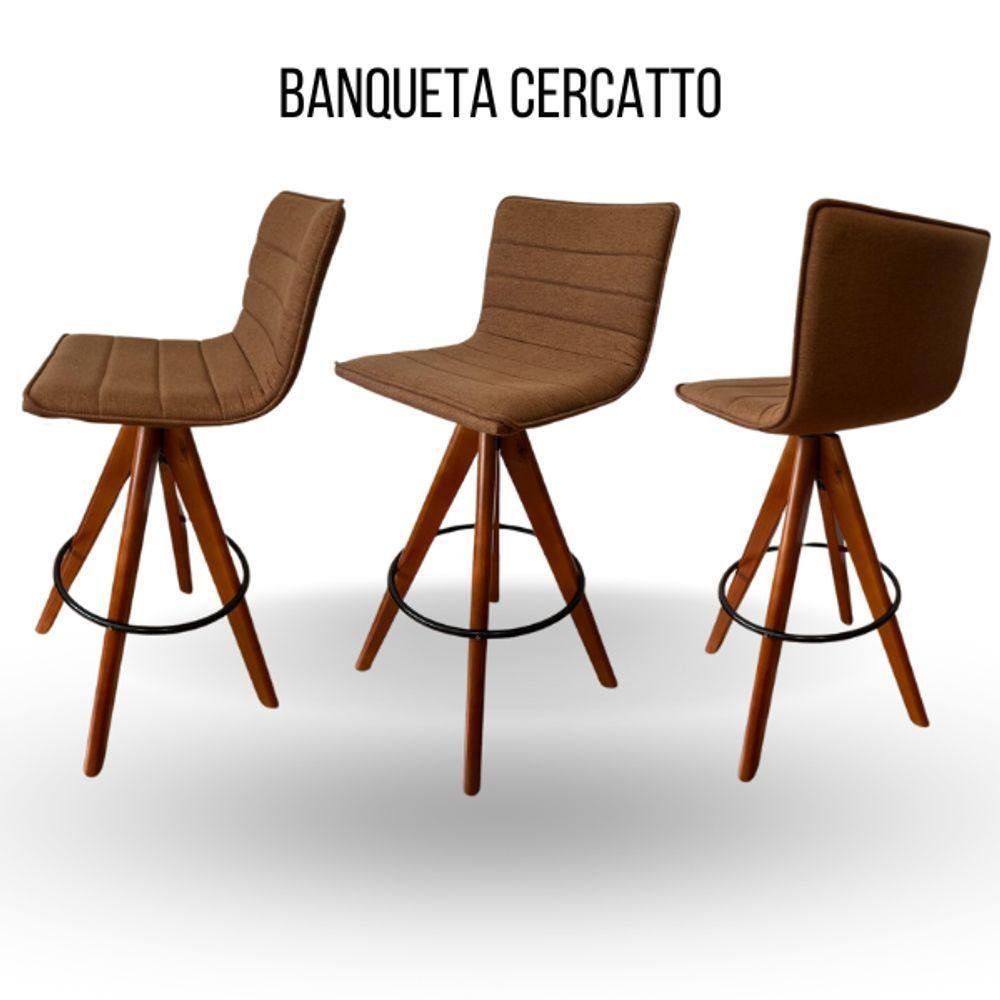 Conjunto Mesa Bistrô Saarinen 60 Cm Tampo Antíqua Base Altura 105 Cm Preta + 2 Banquetas Cercatto Giratória Marrom - 2
