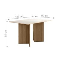 Mesa De Jantar 4 Lugares 1,36m Tampo Com Vidro Veneza Carvalho Off-white - 4