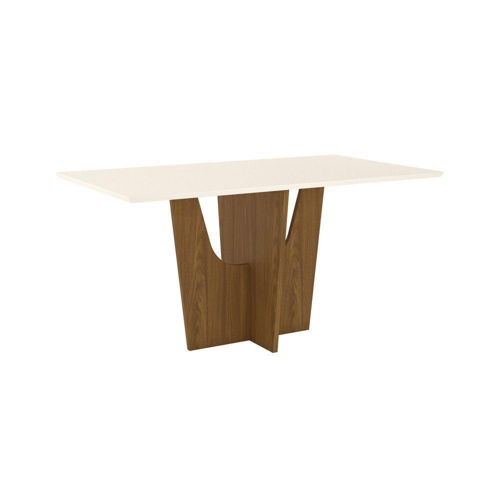 Mesa Canto Reto Sem Vidro 160 Cm Danielly Henn Nature Com Off White - 4