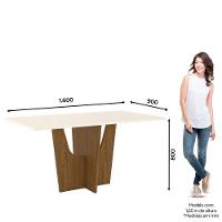 Mesa Canto Reto Sem Vidro 160 Cm Danielly Henn Nature Com Off White - 5