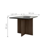 Mesa De Jantar 4 Lugares 1,20m Tampo Com Vidro Veneza Amendoa Grafite - 2