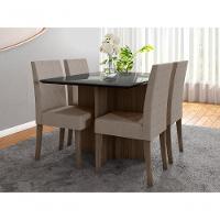 Mesa De Jantar 4 Lugares 1,20m Tampo Com Vidro Veneza Amendoa Grafite - 5