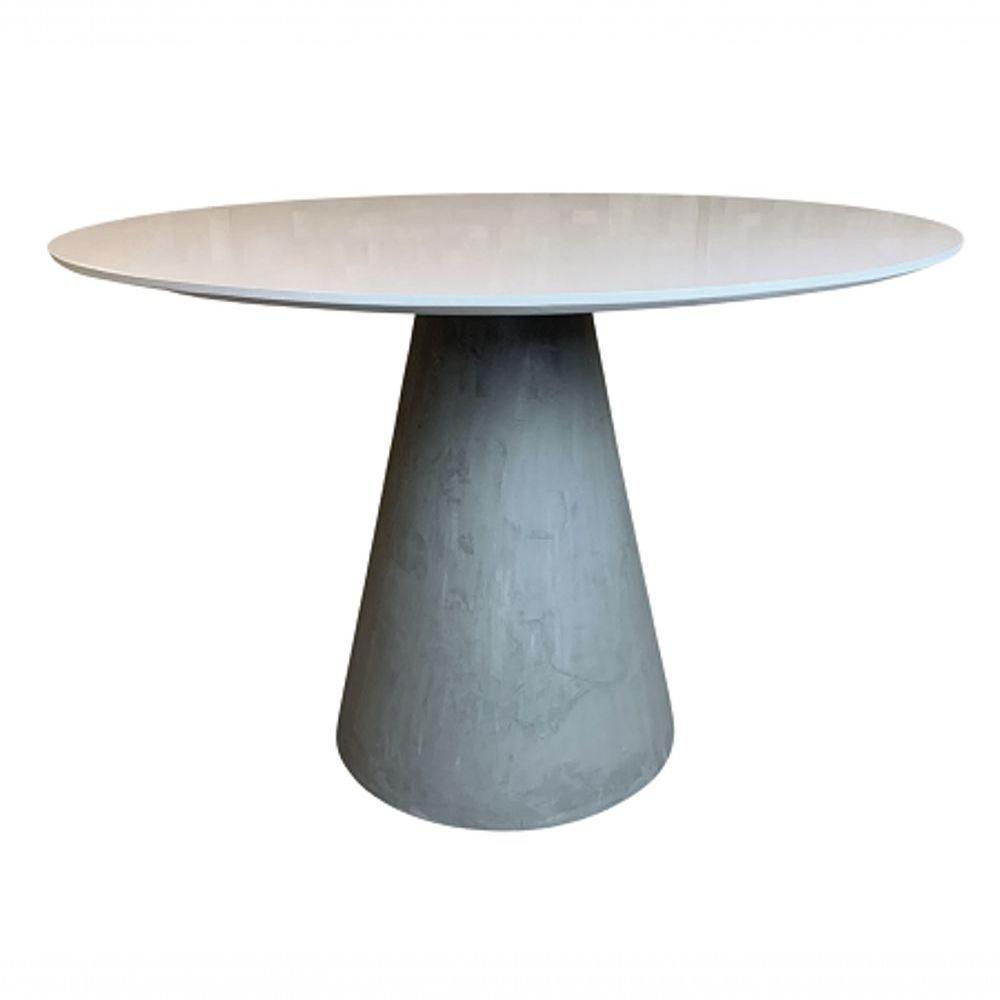 Mesa De Jantar Cone Concreto 120 Cm Tampo Laqueado Cor Branco - 2