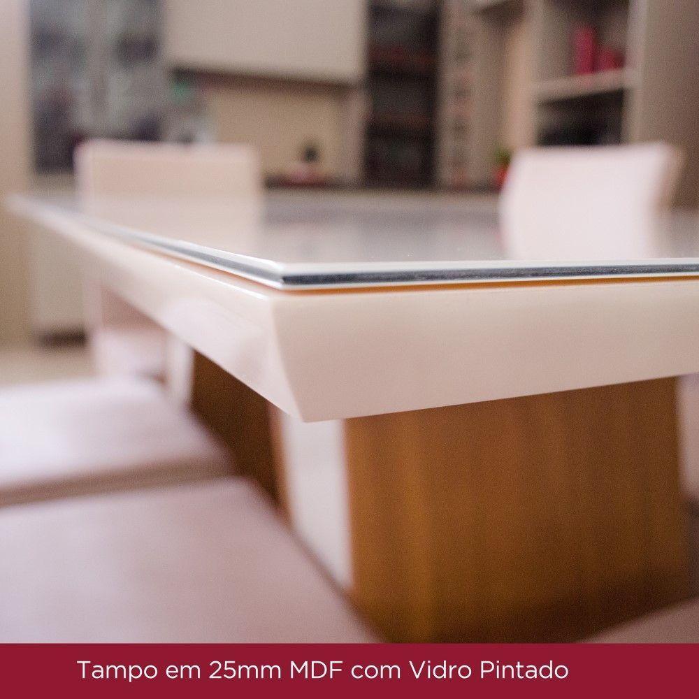 Mesa De Jantar Com Tampo Mdf E Vidro Com Canto Reto 120 Cm Natalí Henn Nature Com Off White - 5