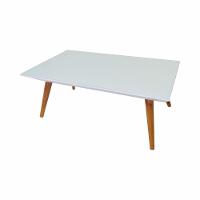 Mesa De Centro Retangular Laqueada Com Vidro Cor Branco - 3