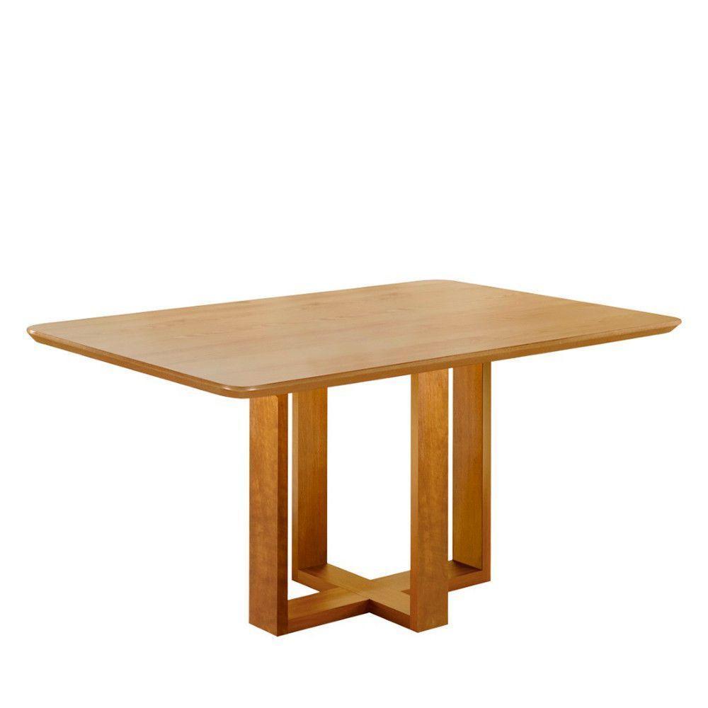 Mesa De Jantar 4 Lugares Vitoria 120cm Móveis Mix Mel/amadeirado - 1