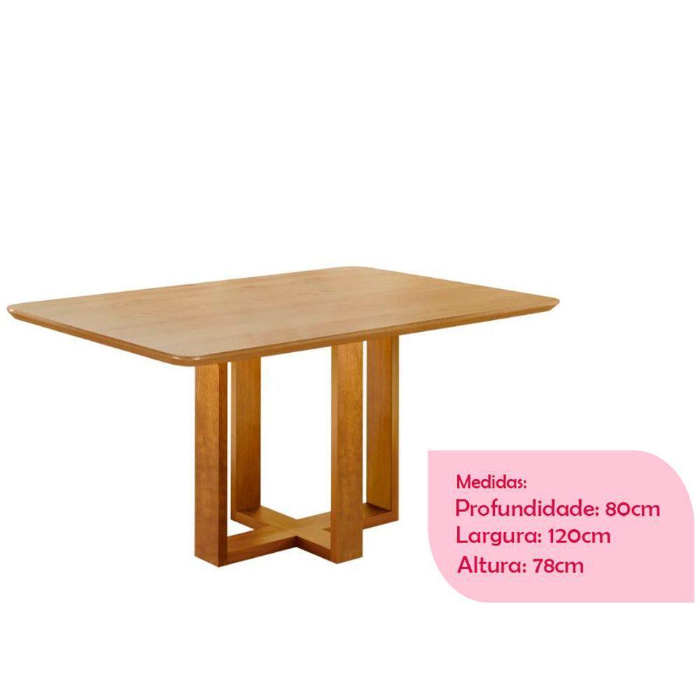 Mesa De Jantar 4 Lugares Vitoria 120cm Móveis Mix Mel/amadeirado - 2
