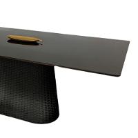 Mesa De Jantar Cone Retângular 235x122 Cm Tampo Laca Preta Base Corda Náutica Preta Preto - 3