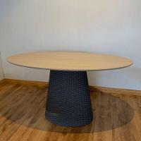 Mesa De Jantar Cone Oval 180x100 Cm Tampo Carvalho Malva Base Corda Náutica Preta Preto - 2