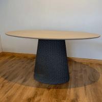 Mesa De Jantar Cone Oval 180x100 Cm Tampo Carvalho Malva Base Corda Náutica Preta Preto - 4