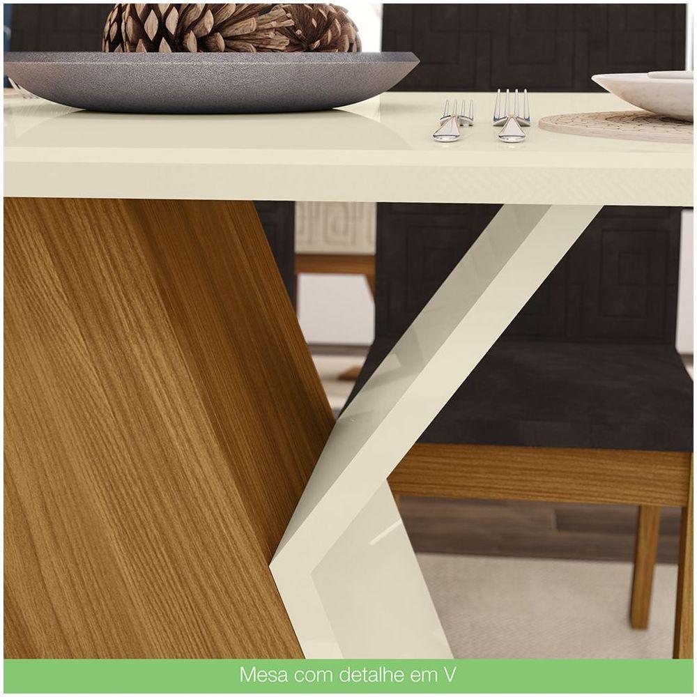 Mesa De Jantar Com Tampo Em Mdf 160cm Kesha Casa 812 Nature Com Off White - 4