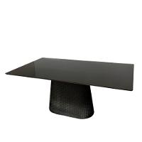 Mesa De Jantar Cone Retângular 180x100 Cm Tampo Laca Preta Base Corda Náutica Preta Preto - 1