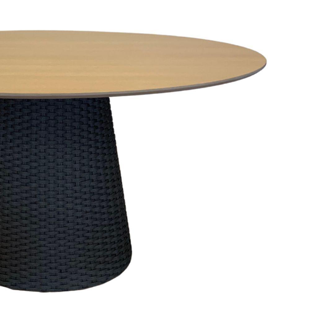 Mesa De Jantar Cone Oval 160x90 Cm Tampo Carvalho Malva Base Corda Náutica Preta Preto - 3