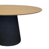 Mesa De Jantar Cone Oval 160x90 Cm Tampo Carvalho Malva Base Corda Náutica Preta Preto - 3