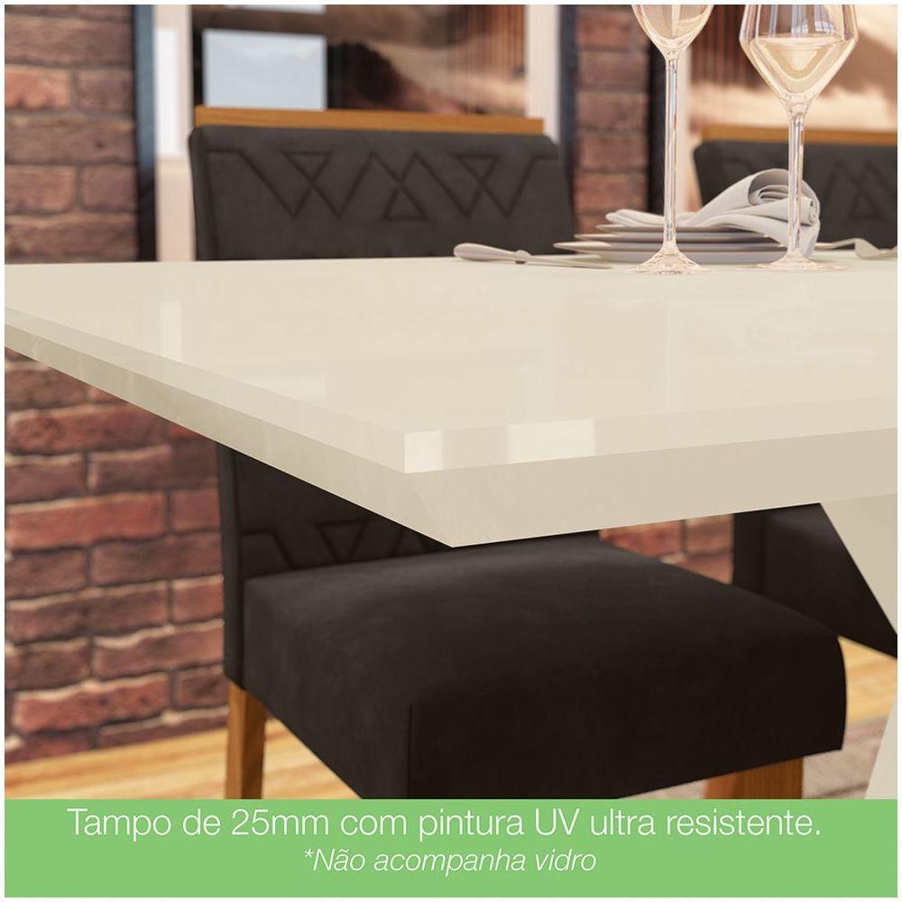 Mesa De Jantar Com Tampo Em Mdf 160cm Juanita Casa 812 Nature Com Off White - 5