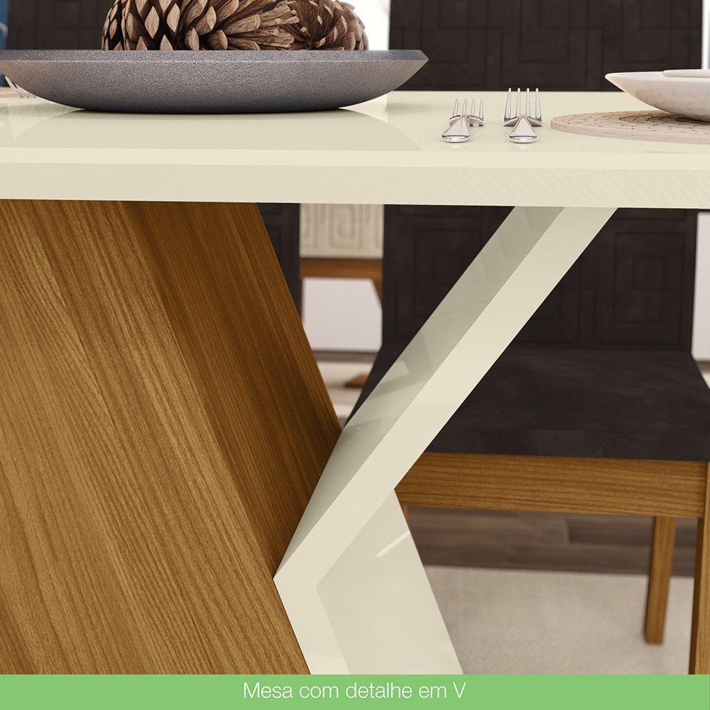 Mesa De Jantar Com Tampo Em Mdf 120cm Kesha Casa 812 Nature Com Off White - 8