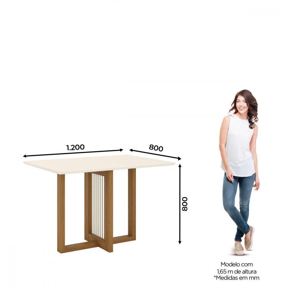Mesa De Jantar Com Tampo Mdf Com Canto Reto 120 Cm Natalí Henn Nature Com Off White - 3