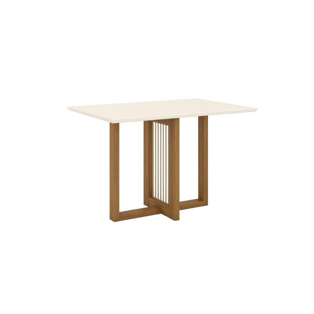 Mesa De Jantar Com Tampo Mdf Com Canto Reto 120 Cm Natalí Henn Nature Com Off White - 4