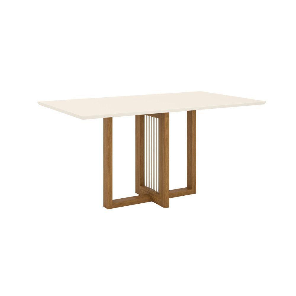 Mesa De Jantar Com Tampo Mdf Com Canto Reto 160 Cm Natalí Henn Nature Com Off White - 5