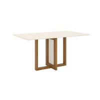 Mesa De Jantar Com Tampo Mdf Com Canto Reto 160 Cm Natalí Henn Nature Com Off White - 5