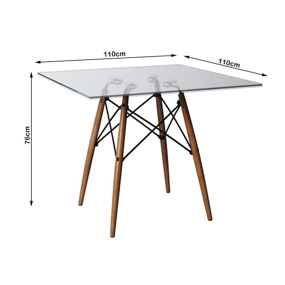 Mesa De Jantar Eiffel Quadrado Tampo De Vidro 110cm - 2
