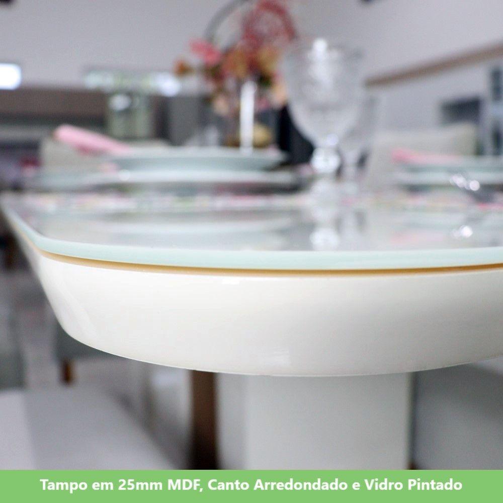 Mesa De Jantar Com Tampo Mdf E Vidro Com Canto Arredondado 200 Cm Adriana Henn Nature Com Off White - 3