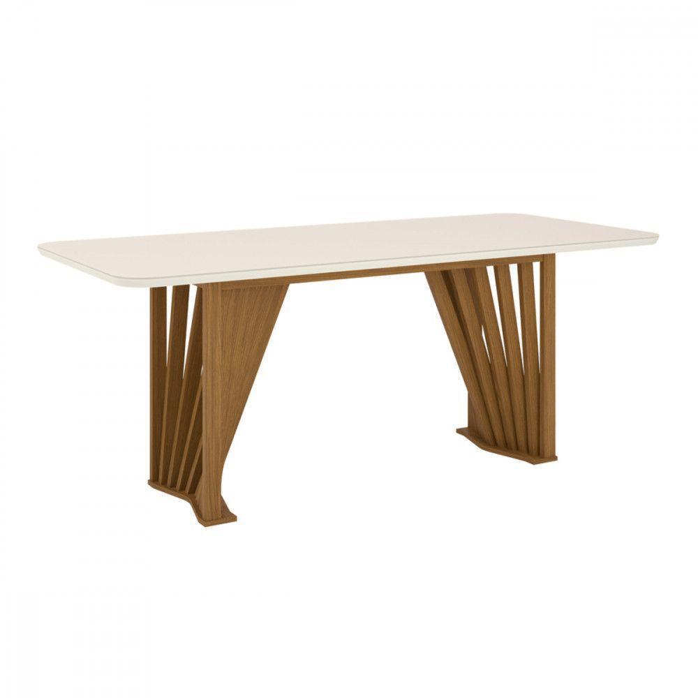 Mesa De Jantar Com Tampo Mdf E Vidro Com Canto Arredondado 200 Cm Adriana Henn Nature Com Off White - 5