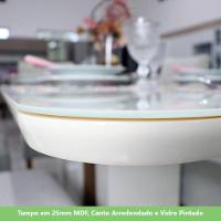Mesa De Jantar Com Tampo Mdf E Vidro Com Canto Arredondado 200 Cm Adriana Henn Nature Com Off White - 3