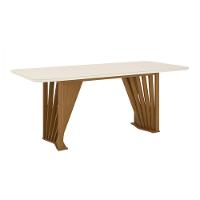Mesa De Jantar Com Tampo Mdf E Vidro Com Canto Arredondado 200 Cm Adriana Henn Nature Com Off White - 5