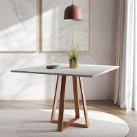 Mesa De Jantar Mônaco 110cm Tampo Branco Pés Cobre - Cor: Branco - 1