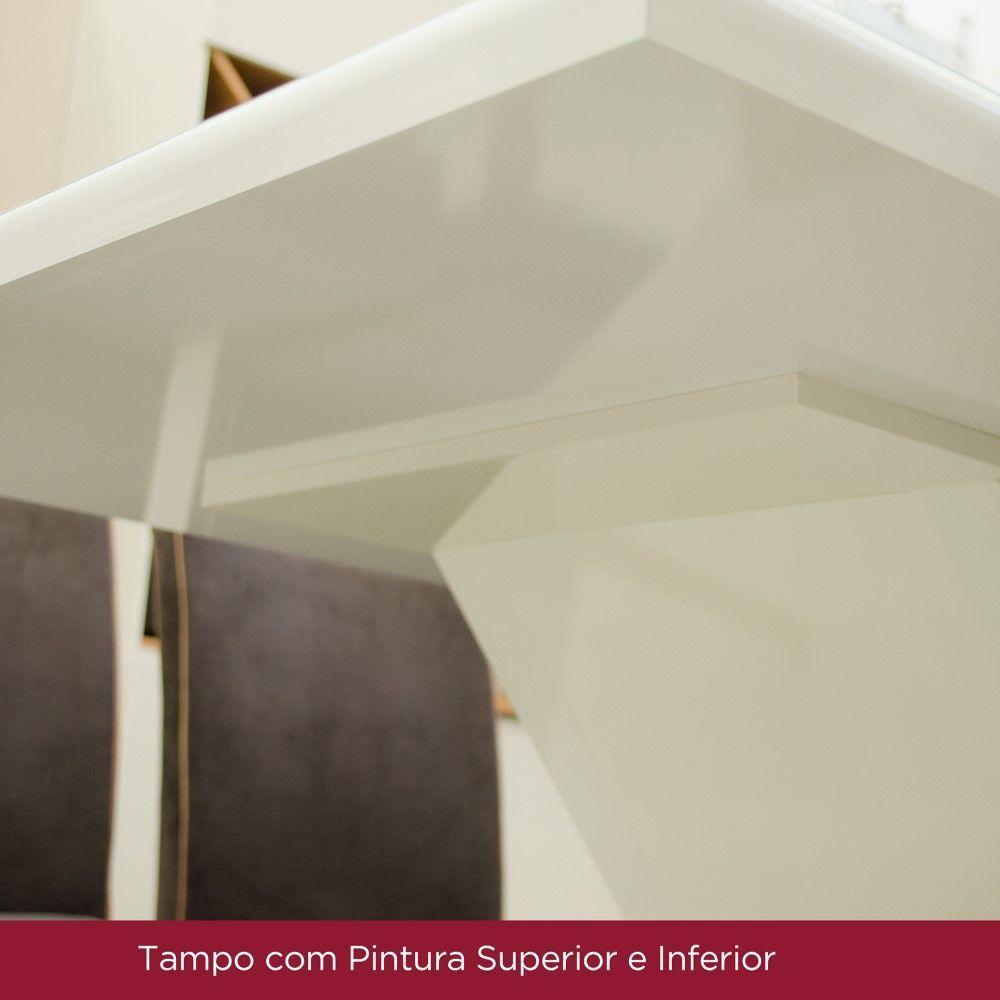 Mesa De Jantar Com Tampo Mdf E Vidro Com Canto Arredondado 200 Cm Solana Henn Nature Com Off White - 5