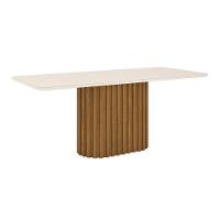 Mesa De Jantar Com Tampo Mdf E Vidro Com Canto Arredondado 200 Cm Solana Henn Nature Com Off White - 6