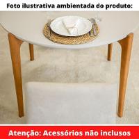Mesa De Jantar Madrid Univ Redonda 110 Cm Tampo Madeira Com Vidro Colado Branco Base Madeira Amêndoa - 2