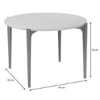 Mesa De Jantar Madrid Univ Redonda 110 Cm Tampo Madeira Com Vidro Colado Branco Base Madeira Amêndoa - 3