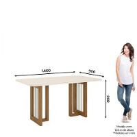 Mesa De Jantar Com Tampo Mdf E Vidro Com Canto Arredondado 160 Cm Yara Henn Nature Com Off White - 7