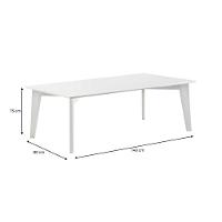 Mesa De Jantar Lisboa Univ Retangular 180 Cm Tampo De Madeira Com Laca Branca Brilhante - 8