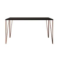 Mesa De Jantar Elen 140x80cm Tampo Preto Com Base Cobre - Cor: Marrom - 3