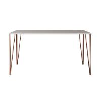 Mesa De Jantar Elen 140x80cm Tampo Branco Com Base Cobre - Cor: Marrom - 7