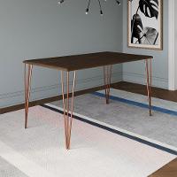 Mesa De Jantar Elen 140x80cm Tampo Amêndoa Com Base Cobre - Cor: Marrom - 1