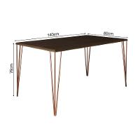 Mesa De Jantar Elen 140x80cm Tampo Amêndoa Com Base Cobre - Cor: Marrom - 2