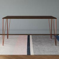 Mesa De Jantar Elen 140x80cm Tampo Amêndoa Com Base Cobre - Cor: Marrom - 4